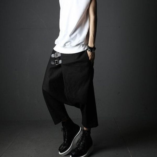 korean style men drop crotch punk hip hop harem pants nightclub dj stage buckle baggy pants men gothic hiphop joggers streetwear c0222, Black
korean style men drop crotch punk hip hop harem pants nightclub dj stage buckle baggy pants men gothic hiphop joggers streetwear c0222, Black