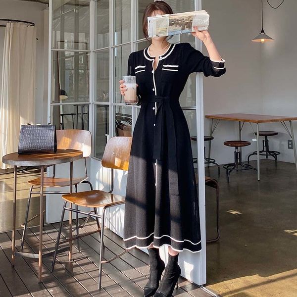 2021 Woman Knitted-out Autumn Sweater Fashion Female Dress Elegant Bandage Waist Play V5cf, Black;gray
2021 Woman Knitted-out Autumn Sweater Fashion Female Dress Elegant Bandage Waist Play V5cf, Black;gray