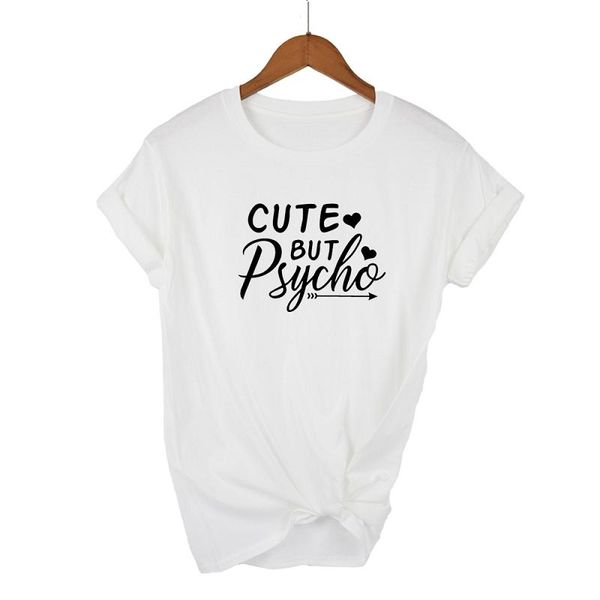women's t-shirt harajuku camisetas mujer cute but psycho letter printed ladies short-sleeved o-neck casual, White
women's t-shirt harajuku camisetas mujer cute but psycho letter printed ladies short-sleeved o-neck casual, White