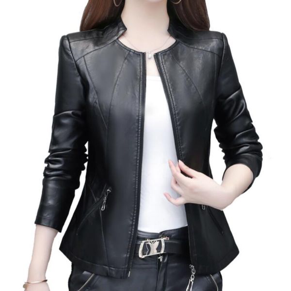 women's fur & faux / spring women fashion personalized custom large size short round neck slim slimming pu jacket /l--4xl, Black
women's fur & faux / spring women fashion personalized custom large size short round neck slim slimming pu jacket /l--4xl, Black