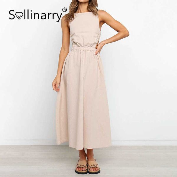 sollinary elegant spring solid backless a-line dress women o-neck cotton high waist dress sleeveless long dresses chic 210709, Black;gray
sollinary elegant spring solid backless a-line dress women o-neck cotton high waist dress sleeveless long dresses chic 210709, Black;gray