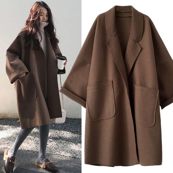 designer over off season handmade double-sided cashmere women's middle length knee hepburn loose woolen cloth overcoat women e, Black
designer over off season handmade double-sided cashmere women's middle length knee hepburn loose woolen cloth overcoat women e, Black