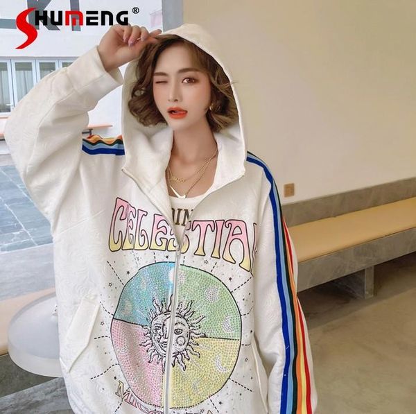 women's jackets european 2021 autumn printed loose jacket hooded bf style mid-length baseball fashion zipper coat, Black;brown
women's jackets european 2021 autumn printed loose jacket hooded bf style mid-length baseball fashion zipper coat, Black;brown