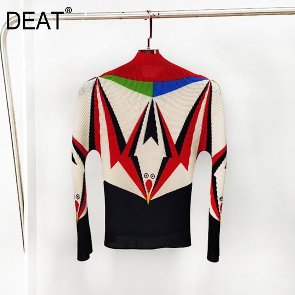 women's t-shirt deat pleated womens geometric print turtleneck long sleeve pullover loose wild casual 2021 spring fashion ht413, White
women's t-shirt deat pleated womens geometric print turtleneck long sleeve pullover loose wild casual 2021 spring fashion ht413, White