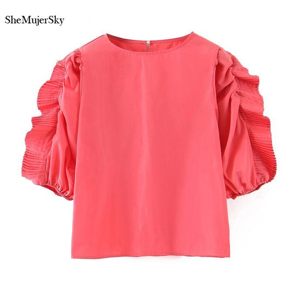 women's blouses & shirts shemujersky summer red blouse women o-neck ruffles half sleeve 2021 fashion streetwear, White
women's blouses & shirts shemujersky summer red blouse women o-neck ruffles half sleeve 2021 fashion streetwear, White