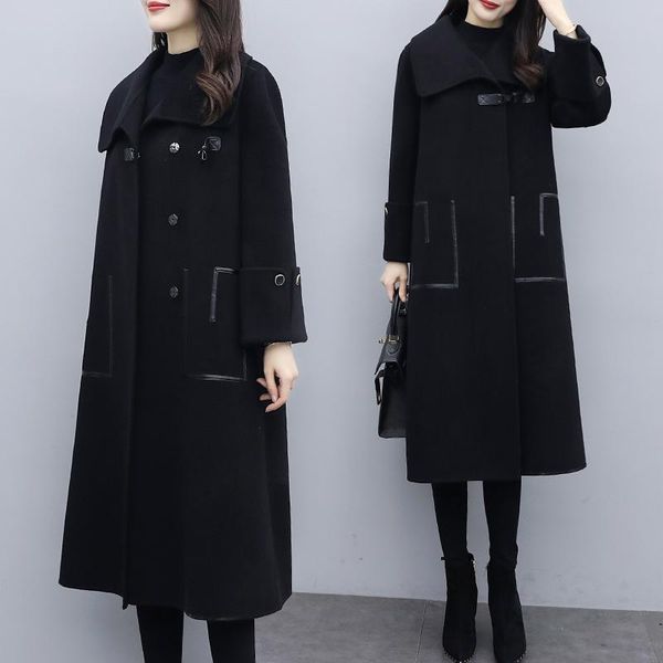 2021 new female korean autumn winter loose woolen jacket black big lapel long coat casual women's wool jacket fashion clothing
2021 new female korean autumn winter loose woolen jacket black big lapel long coat casual women's wool jacket fashion clothing
