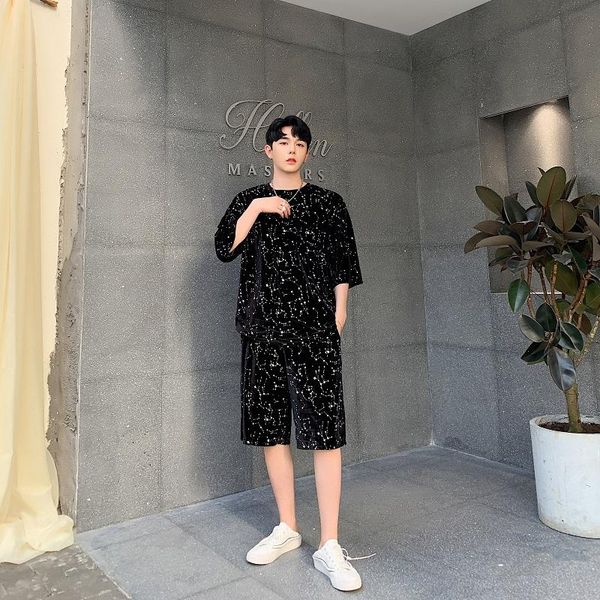 men's t-shirts male streetwear hip hop punk short sleeve t shirt tees shirts men summer sets (tshirt+shorts) velour drill bling casual, White;black
men's t-shirts male streetwear hip hop punk short sleeve t shirt tees shirts men summer sets (tshirt+shorts) velour drill bling casual, White;black