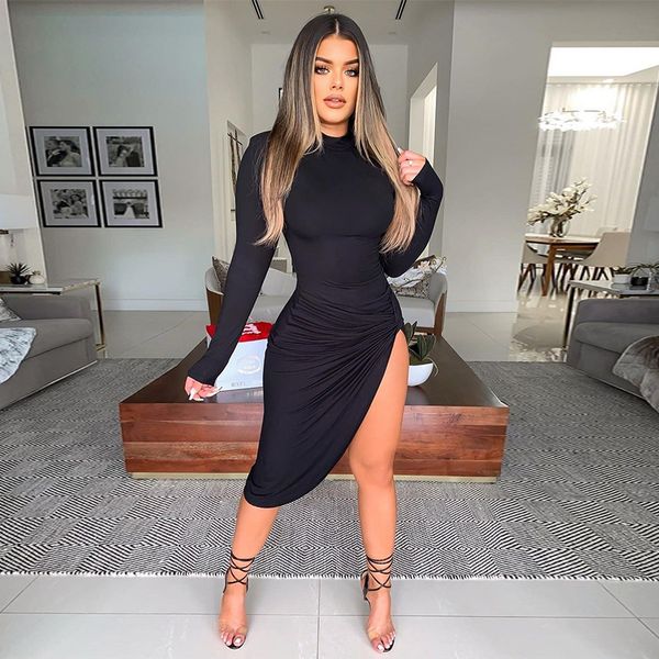 asymmetrical high split dresses for women party night club wear long sleeve midi dress orange black d85-bh24, Black;gray
asymmetrical high split dresses for women party night club wear long sleeve midi dress orange black d85-bh24, Black;gray