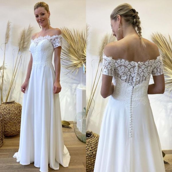 other wedding dresses 2021 beach a line appliques lace boat neck boho bridal gowns short sleeves women robe de mariée, White
other wedding dresses 2021 beach a line appliques lace boat neck boho bridal gowns short sleeves women robe de mariée, White