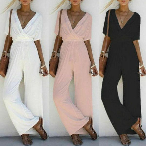 women's jumpsuits & rompers women v neck loose playsuit short sleeve jumpsuit romper long trousers plus size, Black;white
women's jumpsuits & rompers women v neck loose playsuit short sleeve jumpsuit romper long trousers plus size, Black;white
