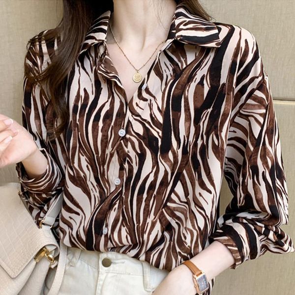 women's blouses & shirts long sleeve print striped chiffon blouse shirt women blusas mujer de moda 2021 turn down collar blusa, White
women's blouses & shirts long sleeve print striped chiffon blouse shirt women blusas mujer de moda 2021 turn down collar blusa, White