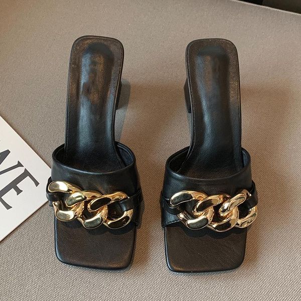 slippers 2021 brand women slipper summer outdoor sandal square high heel slip on flip flop elegant slides, Black
slippers 2021 brand women slipper summer outdoor sandal square high heel slip on flip flop elegant slides, Black