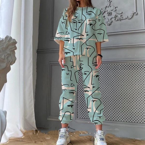 women's two piece pants 2021 spring women o neck print fashion casual set elegant summer mid sleeves long loose pullover soft streetwea, White
women's two piece pants 2021 spring women o neck print fashion casual set elegant summer mid sleeves long loose pullover soft streetwea, White