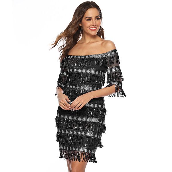 off shoulder sequins tassel party dress slim backless package hip patchwork short sleeve women mini dresses nightclub 2xzx, White;black
off shoulder sequins tassel party dress slim backless package hip patchwork short sleeve women mini dresses nightclub 2xzx, White;black