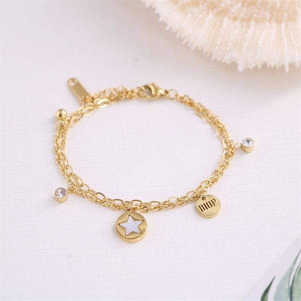 2021 new designer display titanium steel family fritillaria star hollow letter diamond double layer bracelet korean version exquisite age re, Silver
2021 new designer display titanium steel family fritillaria star hollow letter diamond double layer bracelet korean version exquisite age re, Silver