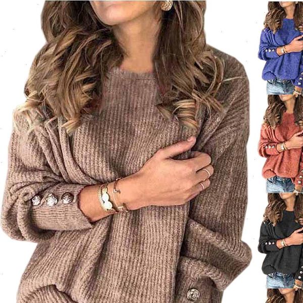 women autumn winter knitted sweaters o neck long sleeve button decoration sweater ladies casual jumper plus size s 5xl, White;black
women autumn winter knitted sweaters o neck long sleeve button decoration sweater ladies casual jumper plus size s 5xl, White;black