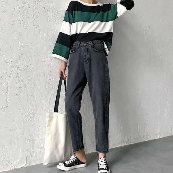 casual harem pants for women high waist minimalist basic solid jeans female fashion new clothing 2021 spring style, Black;white
casual harem pants for women high waist minimalist basic solid jeans female fashion new clothing 2021 spring style, Black;white