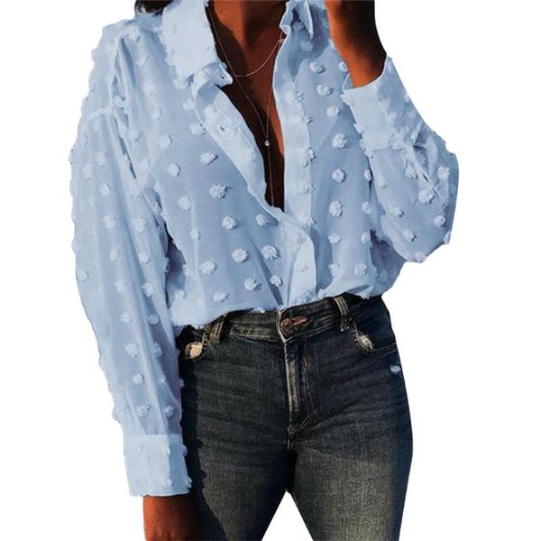 women's blouses & shirts women office solid color turn down collar long sleeve polka dot button blouse shirt, White
women's blouses & shirts women office solid color turn down collar long sleeve polka dot button blouse shirt, White