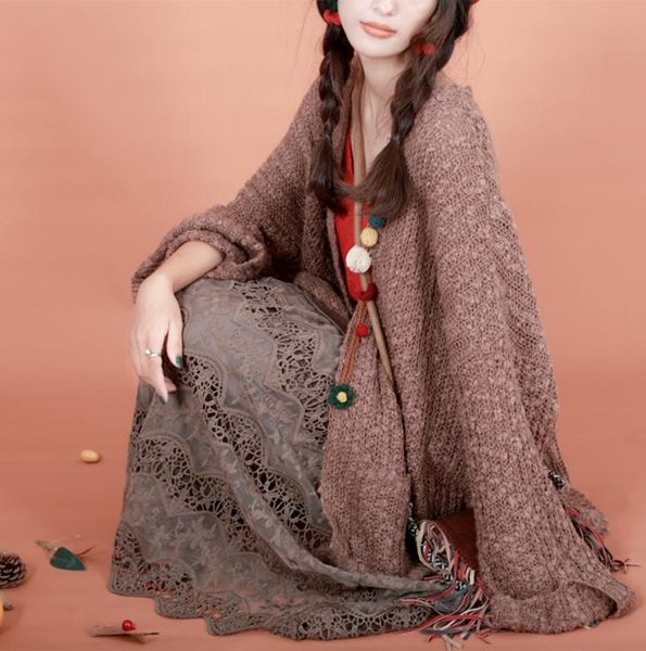women's knits & tees bohemian original autumn women crochet flare sleeves lazy long sweater cardigan mori girl knitwear vintage, White
women's knits & tees bohemian original autumn women crochet flare sleeves lazy long sweater cardigan mori girl knitwear vintage, White