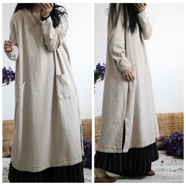 casual dresses asymsay arrival loose big size cotton linen dress hem split pocket design long sleeves v neck robe for women ac5928, Black;gray
casual dresses asymsay arrival loose big size cotton linen dress hem split pocket design long sleeves v neck robe for women ac5928, Black;gray
