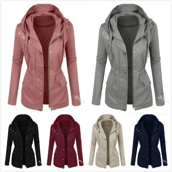 Autumn and winter 2019 new coat solid color hooded slim fitting jacket button zipper mid length mountaineering windbreaker, Black
Autumn and winter 2019 new coat solid color hooded slim fitting jacket button zipper mid length mountaineering windbreaker, Black