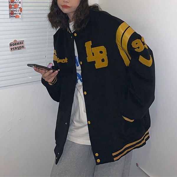 women's jackets 2021 women fashion oversized baseball striped long sleeve letter embroidery loose hip hop streetwear coats, Black;brown
women's jackets 2021 women fashion oversized baseball striped long sleeve letter embroidery loose hip hop streetwear coats, Black;brown