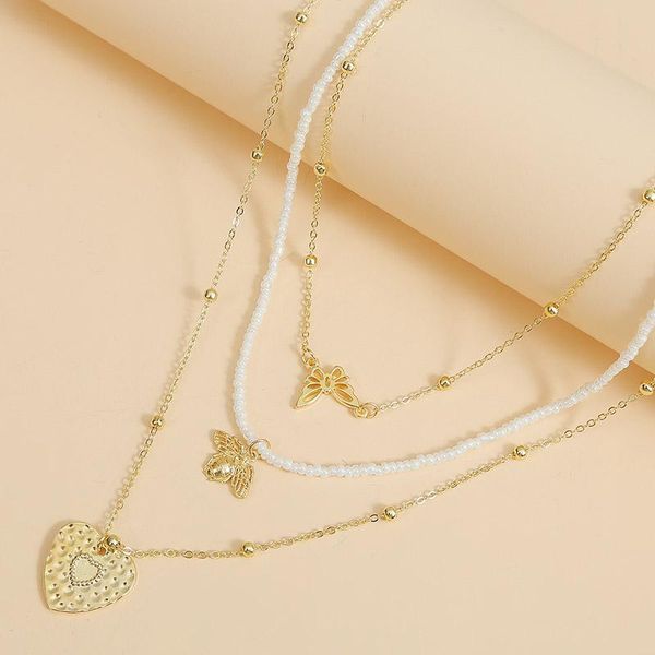 pendant necklaces 3 pcs/set cute insect butterfly bee heart women boho ethnic handmade glass beaded metal chain layered necklace, Silver
pendant necklaces 3 pcs/set cute insect butterfly bee heart women boho ethnic handmade glass beaded metal chain layered necklace, Silver
