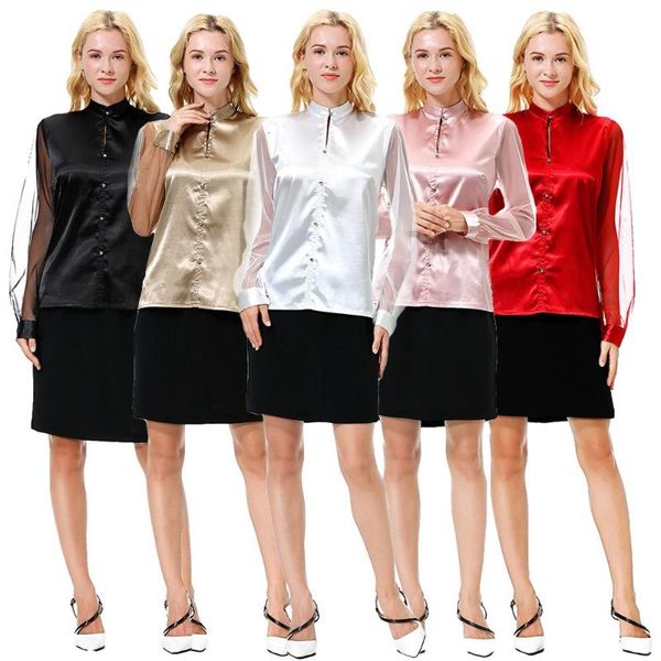 women's blouses & shirts women shirt buttons collar faux silk lace long sleeve /sleeveless formal blouse soft slim spring summer, White
women's blouses & shirts women shirt buttons collar faux silk lace long sleeve /sleeveless formal blouse soft slim spring summer, White