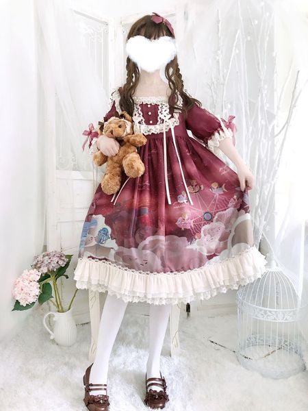 luxury casual dresses dream of jellyfish whale island op summer short sleeve girl lolita drs, Black;gray
luxury casual dresses dream of jellyfish whale island op summer short sleeve girl lolita drs, Black;gray