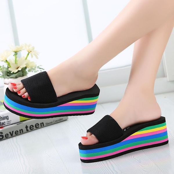 sandals summer women wedges platform bath slippers beach flip flops rainbow thick heel ladies sale colourful shoes, Black
sandals summer women wedges platform bath slippers beach flip flops rainbow thick heel ladies sale colourful shoes, Black