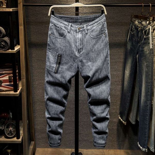 new jeans in spring summer, harlan, slim fit, little feet, fashion brand, grey men's trousers, handsome and versatile, Blue
new jeans in spring summer, harlan, slim fit, little feet, fashion brand, grey men's trousers, handsome and versatile, Blue