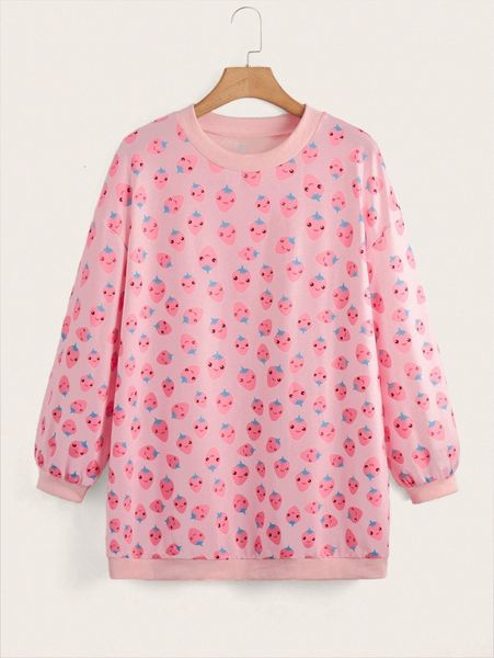 plus cartoon & strawberry print drop shoulder longline sweatshirt x7wy#, Black
plus cartoon & strawberry print drop shoulder longline sweatshirt x7wy#, Black