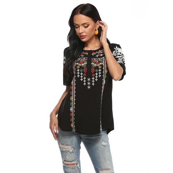 women's blouses & shirts black floral embroidery loose 100%cotton summer boho shirt short sleeve plus size s-3xl ethnic hippie, White
women's blouses & shirts black floral embroidery loose 100%cotton summer boho shirt short sleeve plus size s-3xl ethnic hippie, White