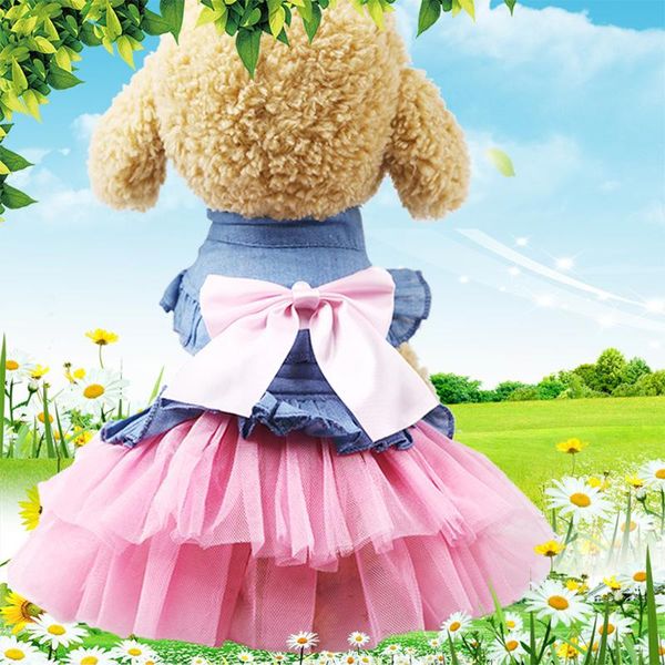 dog clothes denim skirt spring and summer pet clothes