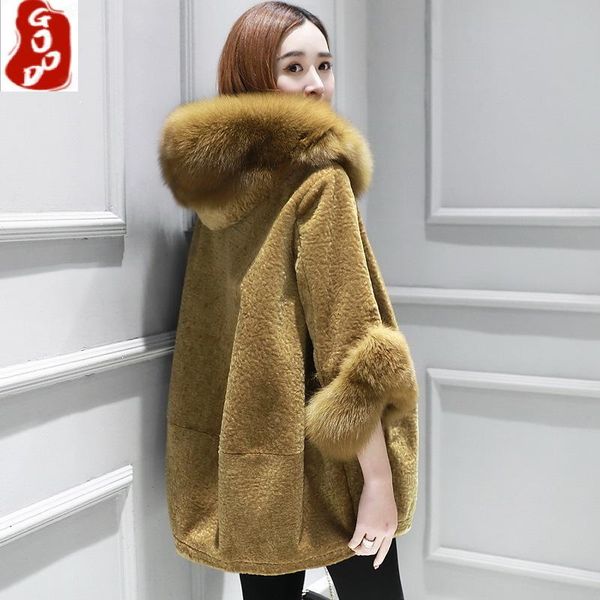women's fur & faux winter natural wool jacket women sheep shearing coats female parka real hooded warm spring clothes lpl1383, Black
women's fur & faux winter natural wool jacket women sheep shearing coats female parka real hooded warm spring clothes lpl1383, Black