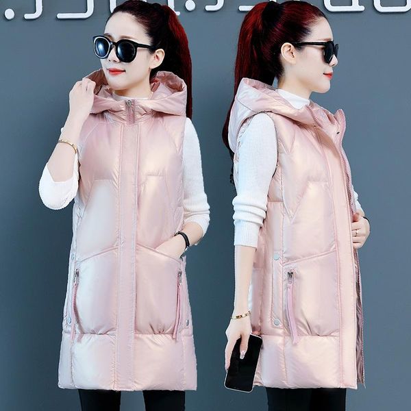 women's vests women autumn winter mid-long waistcoat vest 2021 casual shiny fabric solid sleeveless hooded thick warm padded, Black;white
women's vests women autumn winter mid-long waistcoat vest 2021 casual shiny fabric solid sleeveless hooded thick warm padded, Black;white