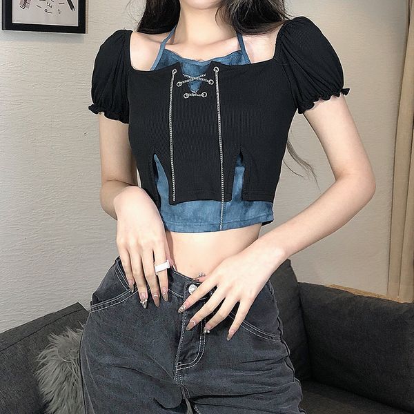 tie dye print patchwork t-shirts with short sleeve streetwear gothic skinny halter crop for female harajuku, White
tie dye print patchwork t-shirts with short sleeve streetwear gothic skinny halter crop for female harajuku, White