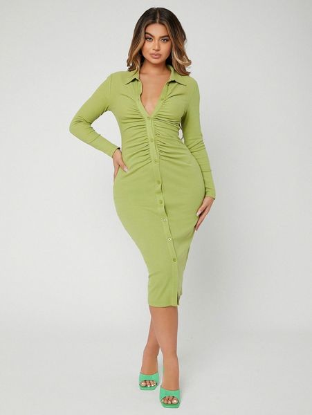 sxy ruched button through bodycon dress k7et#, Black;gray
sxy ruched button through bodycon dress k7et#, Black;gray