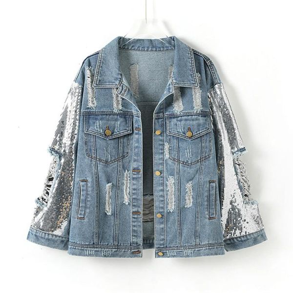women's jackets spring sequins long sleeve denim jacket oversized hole women basic coat loose ladies jeans windbreaker outerwear, Black;brown
women's jackets spring sequins long sleeve denim jacket oversized hole women basic coat loose ladies jeans windbreaker outerwear, Black;brown
