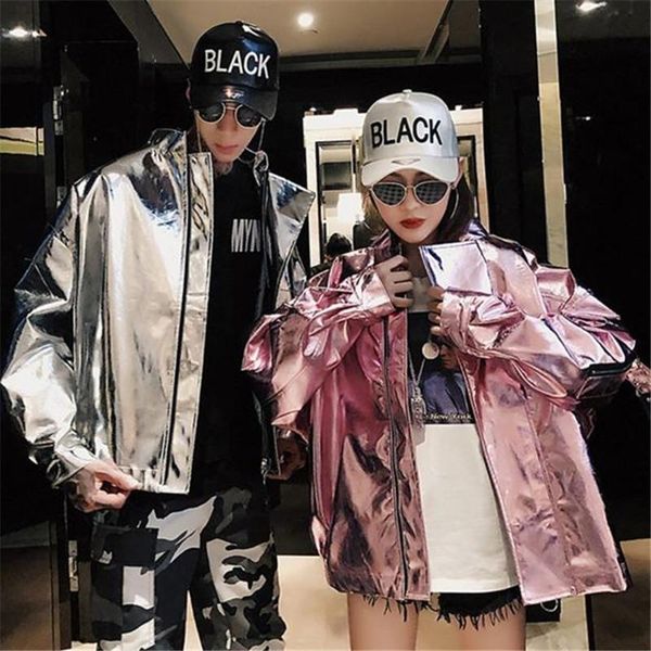 women's leather & faux spring hip hop silver shiny jacket harajuku women luxury glossy plus size coat men laser metallic wind jackets 4, Black
women's leather & faux spring hip hop silver shiny jacket harajuku women luxury glossy plus size coat men laser metallic wind jackets 4, Black