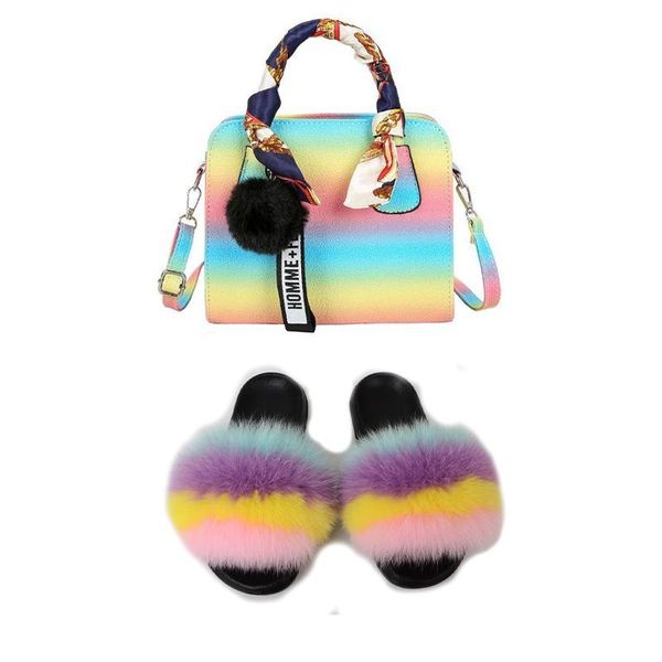 real fur rainbow sandles with matching purses furry slides and handbags fluffy slippers for woman with bag match women shoes, Black
real fur rainbow sandles with matching purses furry slides and handbags fluffy slippers for woman with bag match women shoes, Black