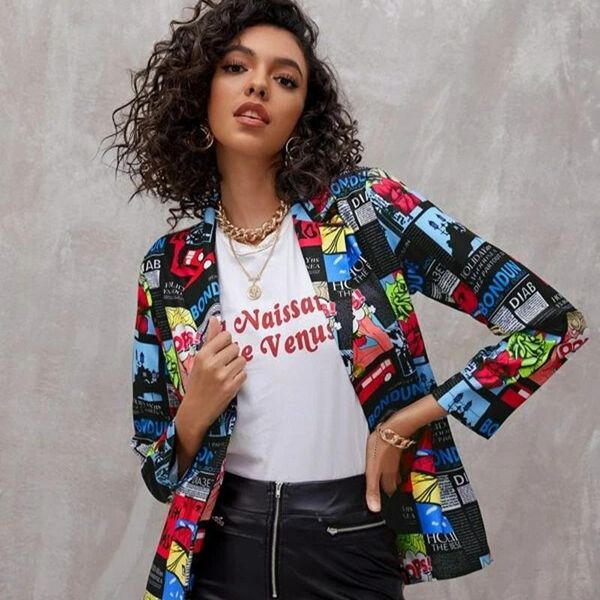women's suits & blazers aesthetic spapers pattern print single button women indie black white woman plus size fashion loose, White;black
women's suits & blazers aesthetic spapers pattern print single button women indie black white woman plus size fashion loose, White;black