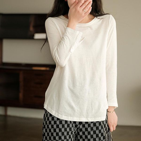 women's t-shirt fairynatural ladies casual cotton t-shirts o-neck long sleeve solid color soft women korean style clothes 2021 spring, White
women's t-shirt fairynatural ladies casual cotton t-shirts o-neck long sleeve solid color soft women korean style clothes 2021 spring, White