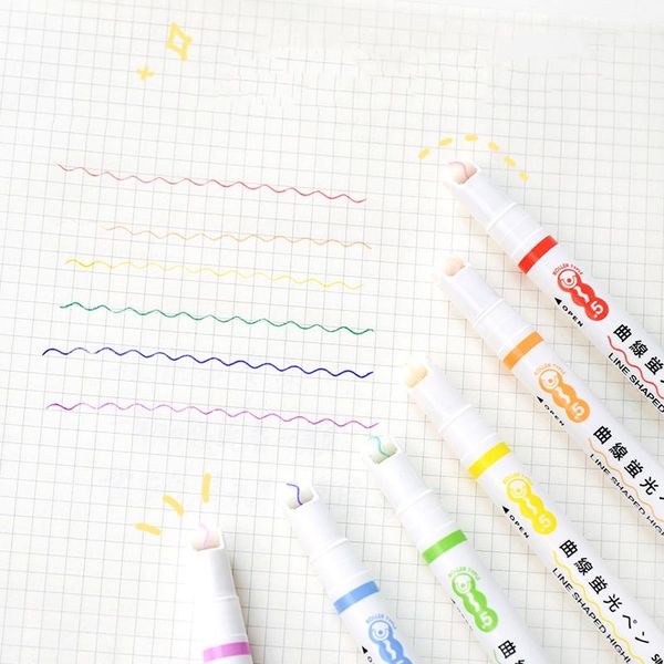 highlighters 3/6pcs wave line highlighter pen for school key marker roller tip liner creative pens stationery office supplies e6253, Black;red
highlighters 3/6pcs wave line highlighter pen for school key marker roller tip liner creative pens stationery office supplies e6253, Black;red