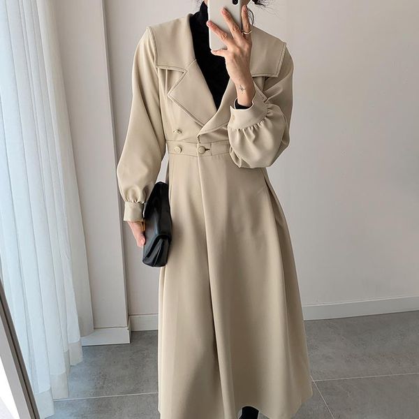 women's trench coats coat suit collar casual long outerwear double-breasted belted overcoat female fashion windbreaker spring fall2021, Tan;black
women's trench coats coat suit collar casual long outerwear double-breasted belted overcoat female fashion windbreaker spring fall2021, Tan;black