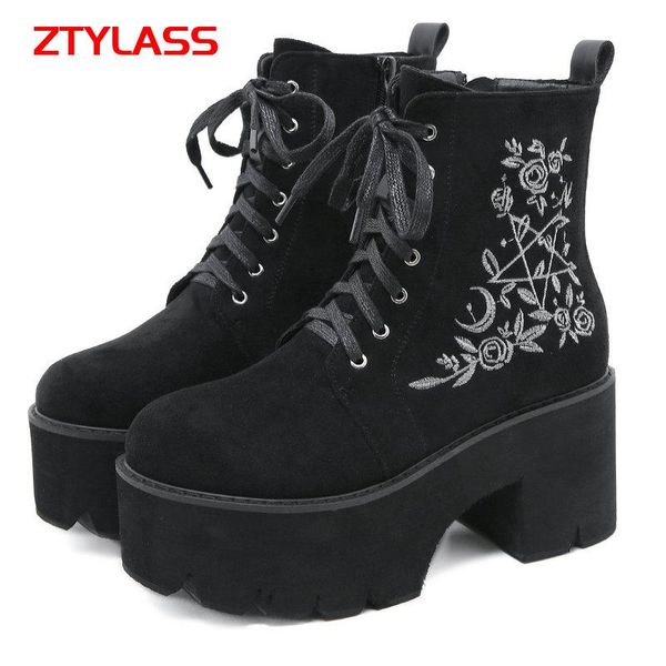 boots fashion flower platform chunky punk suede leather ankle womens gothic shoes nightclub lace up zipper high quality, Black
boots fashion flower platform chunky punk suede leather ankle womens gothic shoes nightclub lace up zipper high quality, Black