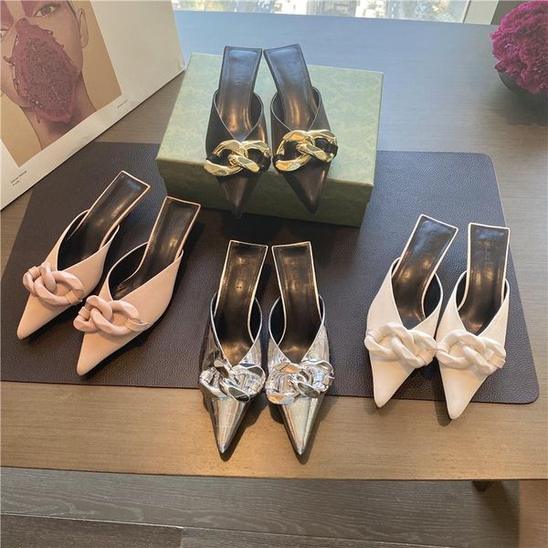 2021 summer women slipper fashion candy colors chain ladies slip on mules shoes thin low heel pointed toe slides flip flop, Black
2021 summer women slipper fashion candy colors chain ladies slip on mules shoes thin low heel pointed toe slides flip flop, Black