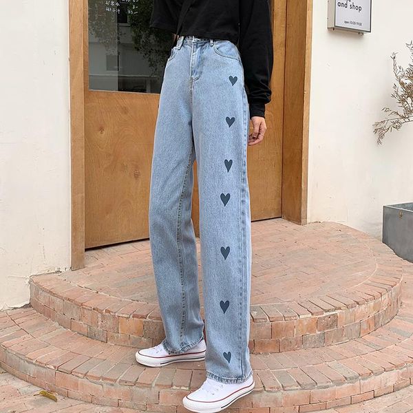 women's jeans spring 2021 autumn harajuku korean fashion personality vintage love print heart shaped woman high waist denim trousers, Blue
women's jeans spring 2021 autumn harajuku korean fashion personality vintage love print heart shaped woman high waist denim trousers, Blue