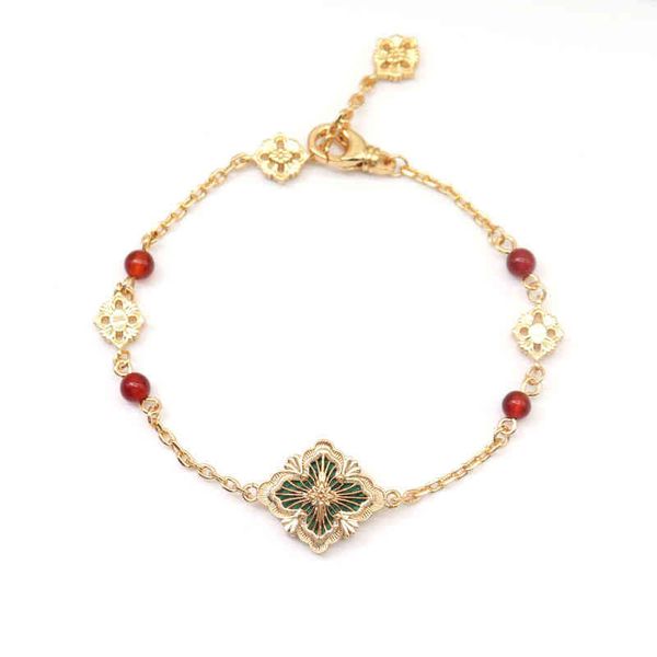 ins green enamel clover bracelet women's italian court fashion brushed single flower fritillaria bracelet, Golden;silver
ins green enamel clover bracelet women's italian court fashion brushed single flower fritillaria bracelet, Golden;silver