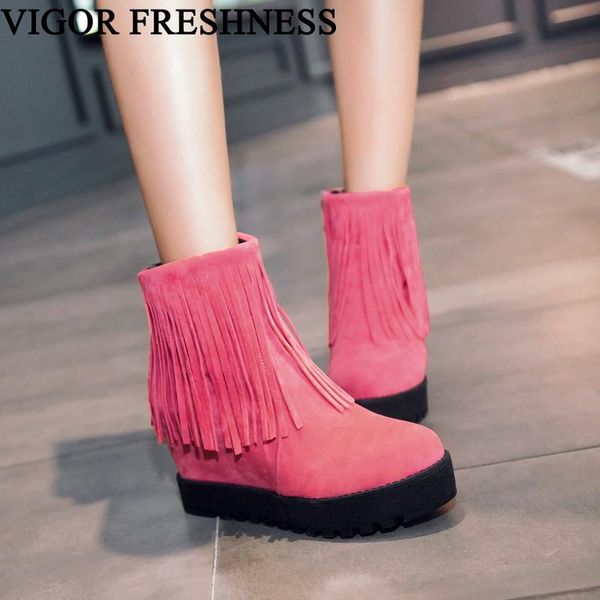 boots vigor freshness winter women shoes platform heels woman height increasing fringe ankle fur warm my356, Black
boots vigor freshness winter women shoes platform heels woman height increasing fringe ankle fur warm my356, Black
